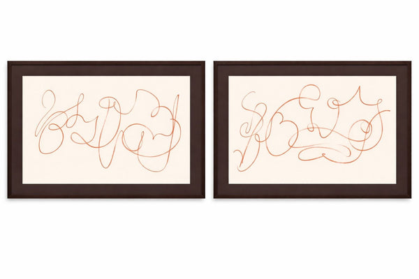 Meandering Lines Framed Print (Set of 2) - Cream