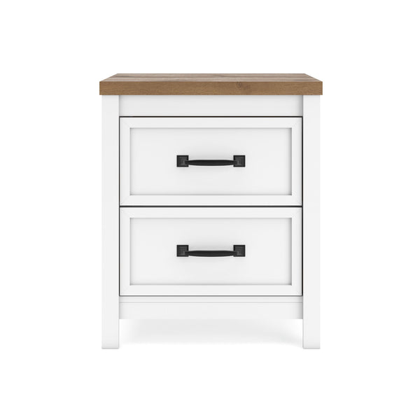 Kerisden - Two Drawer Night Stand - White / Brown