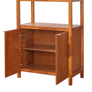 Modern Tall Storage Bookcase Cabinet With 2 Open Shelves & Double Doors