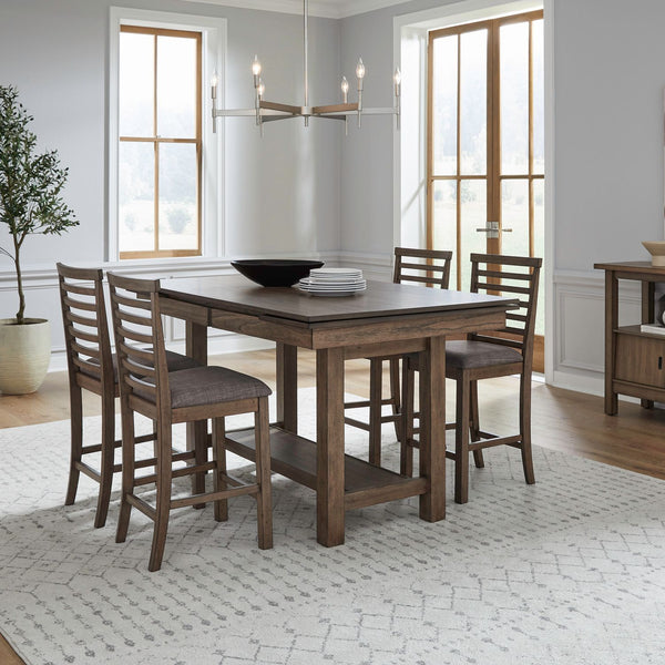 Brook Bay - 5 Piece Gathering Trestle Table Set - Sandstone