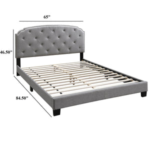 Button Tufted Bed With Nailhead Trim
