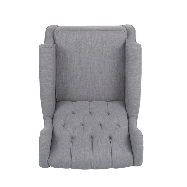 Sheila - Contemporary Fabric Tufted Wingback Rocking Chair - Gray