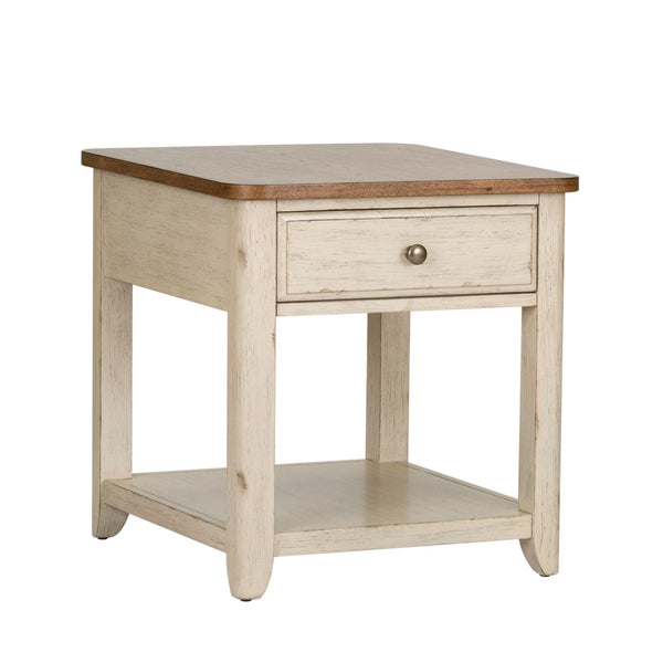 Farmhouse Reimagined - 3 Piece Table Set (1 Cocktail 2 End Tables) - Antique White / Chestnut Tops