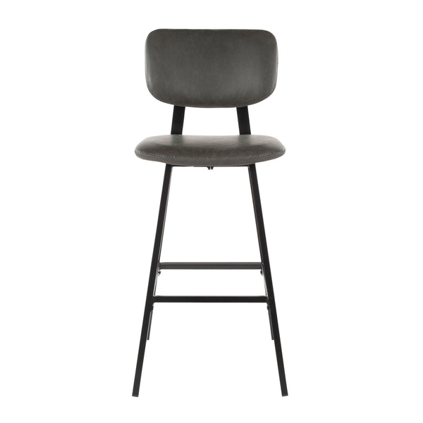 Foundry - Contemporary Barstool Zig Zag Stitching (Set of 2) - Black / Gray