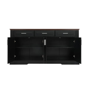 Fluted Sideboard Buffet Cabinet With 4 Doors And 3 Drawers