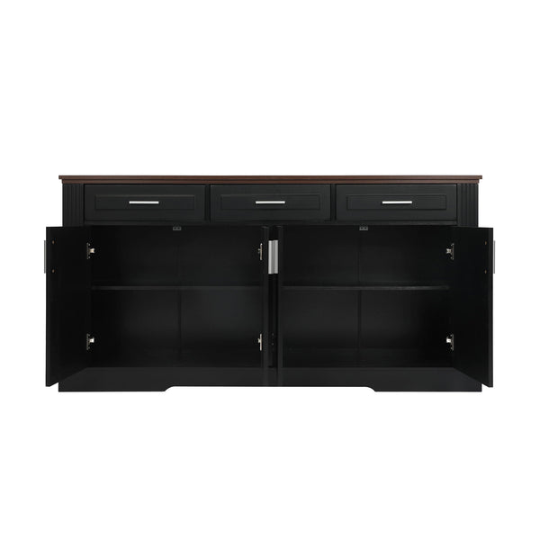 Fluted Sideboard Buffet Cabinet With 4 Doors And 3 Drawers