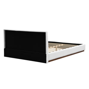 Queen Size Upholstered Bed With Solid Base Frame - White