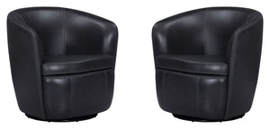 Barolo - 100% Italian Leather Swivel Club Chair (Set of 2)