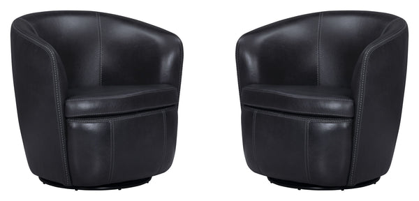 Barolo - 100% Italian Leather Swivel Club Chair (Set of 2)
