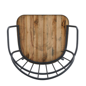 Industrial Inspired Indoor Dining Chair With Metal Legs And Birch (Set of 2) - Black / Natural