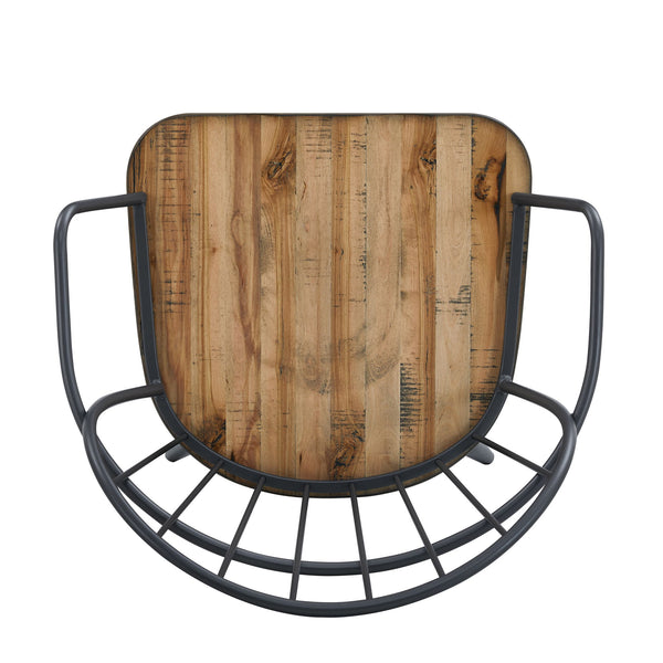 Industrial Inspired Indoor Dining Chair With Metal Legs And Birch (Set of 2) - Black / Natural