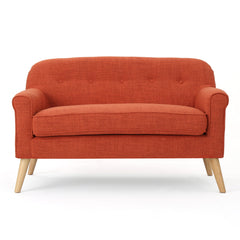 Classic Loveseat With Rolled Armrests And Button Tufting