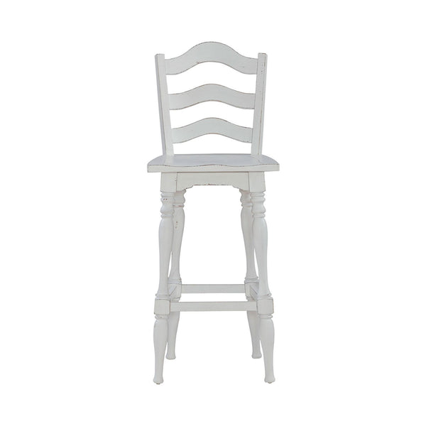 Magnolia Manor - Ladderback Swivel Bar Stool - Antique White