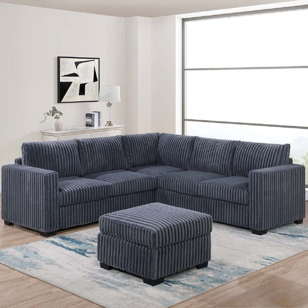 Contemporary Sectional Set With Ottoman