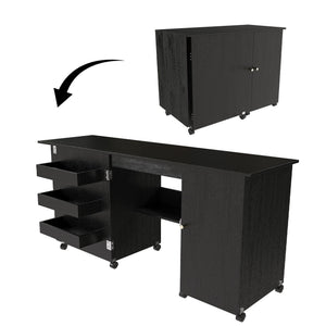 Foldable Sewing Table With Locking Casters