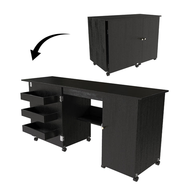 Foldable Sewing Table With Locking Casters