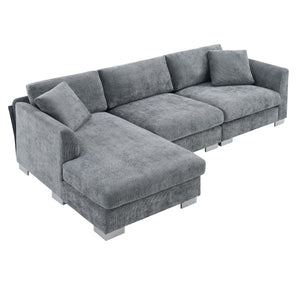 Modern Cloud Sectional Sofa L Shaped Luxury Couch Set With 2 Free Pillows 4 Seat With Oversized Chaise