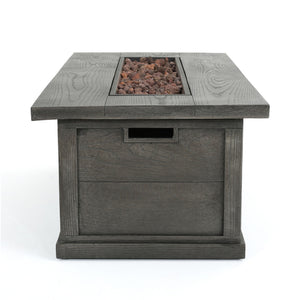 Transitional Rectangular Outdoor Propane Fire Pit With 50, 000 Btu