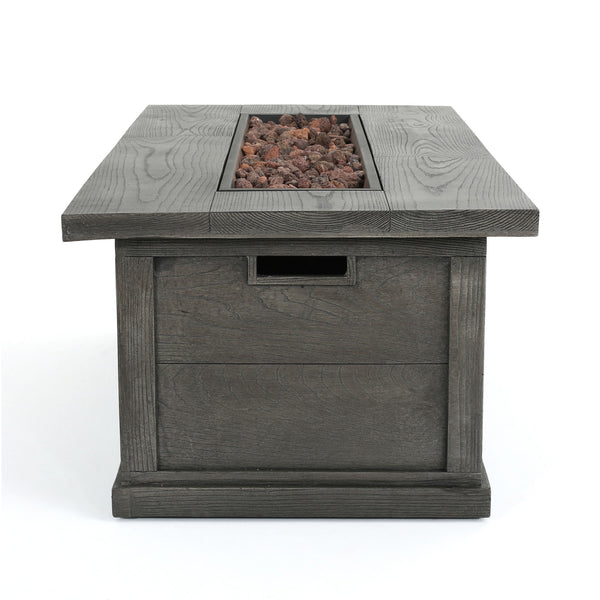 Transitional Rectangular Outdoor Propane Fire Pit With 50, 000 Btu