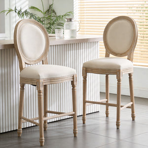 French Country Bar Chairs & Round Back (Set of 2)