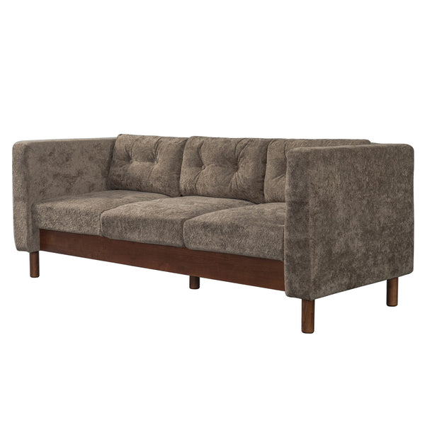 3 Seater Sofa With Square Arms, Tufted Pillow Back For Living Room