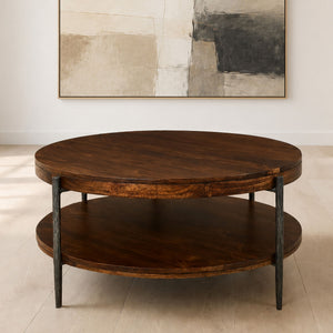 Bengal - 41" Round Cocktail Table With 2 End Tables - Hickory Brown