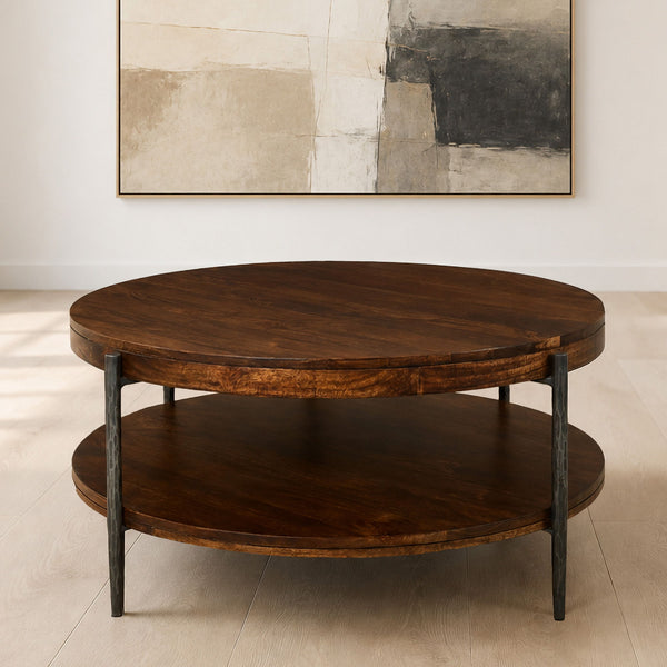 Bengal - 41" Round Cocktail Table With 2 End Tables - Hickory Brown