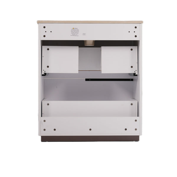 Fluted Bathroom Vanity With Ceramic Sink, Soft Close Slides