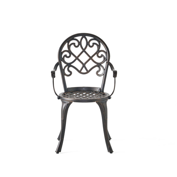 3 Piece Outdoor Aluminium Cast Bistro Set With Ice Bucket - Copper