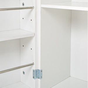 Fluted Kitchen Pantry Cabinet With 3 Keyboard Drawers & 6 Adjustable Door Shelves