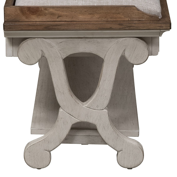 Farmhouse Reimagined - Bed Bench - Antique White / Chestnut Tops