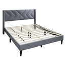 Elegant Bed With Upholstered Headboard, Platform Base
