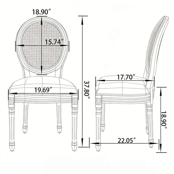 French Country Dining Chairs With Round Back (Set of 2)