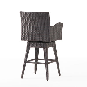 Outdoor Modern Rattan Swivel Barstool With Tapered Legs - Beige / Multibrown