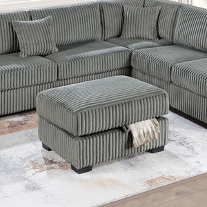 3 Piece Sectional Sofa With Reversible Chaise And USB Storage Ottoman