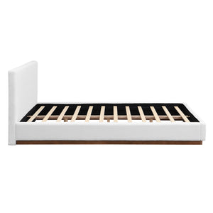 Queen Size Upholstered Bed With Solid Base Frame - White