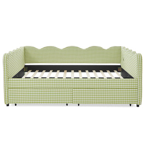 Gingham Daybed & USB Charging Port, Wave Shaped Design