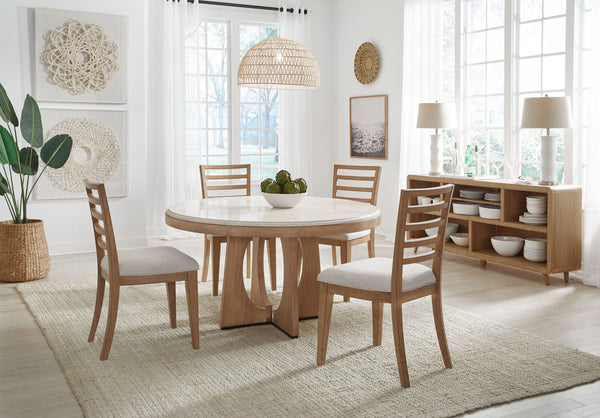 Escape - Dining Ladder Back Dining Chair (Set of 2) - Glazed Natural Oak / Mirage Mist