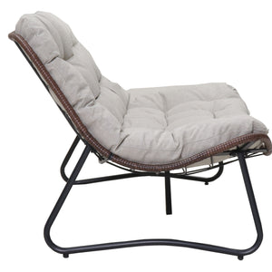 Patio Loveseat Sofa With Extra Thick Tufted Cushion - Brown