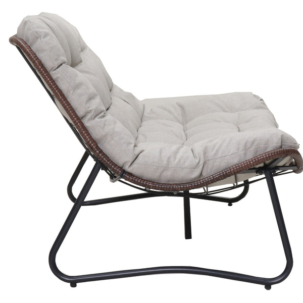 Patio Loveseat Sofa With Extra Thick Tufted Cushion - Brown