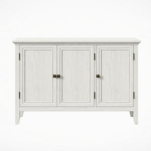 3 Door Buffet Cabinet With Adjustable Shelves - Matte White / Grayish