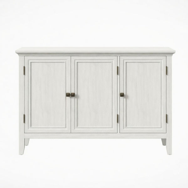 3 Door Buffet Cabinet With Adjustable Shelves - Matte White / Grayish