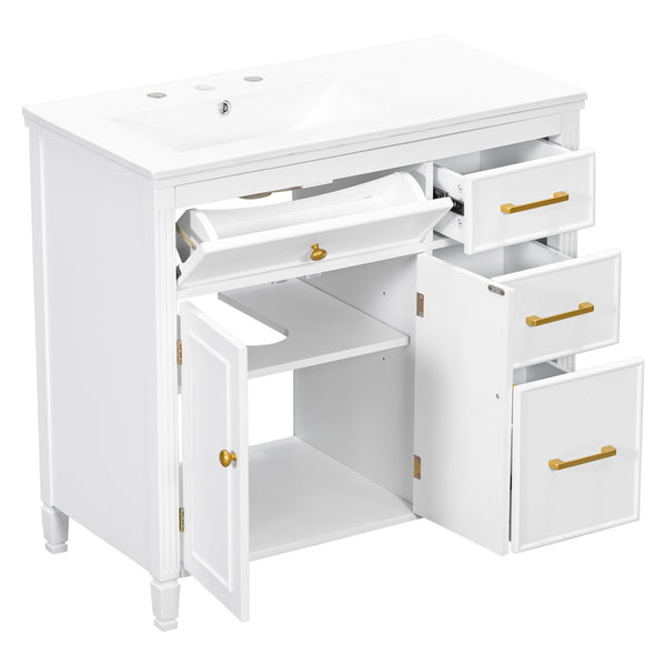 Bathroom Vanity With Sink Top, 3 Soft Closing Drawers