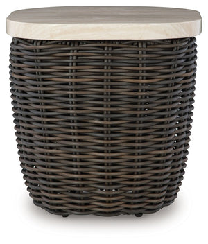 Kimora - Square End Table - Beige / Dark Brown