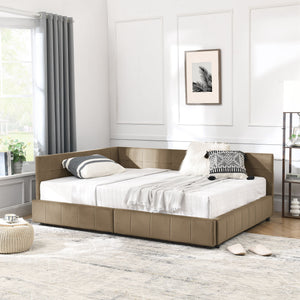 Storage Upholstered Tufted Bed Frame With Backrest And Armrests