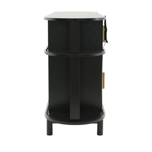 Fluted Sideboard Buffet Cabinet With Sliding Doors And Adjustable Shelves