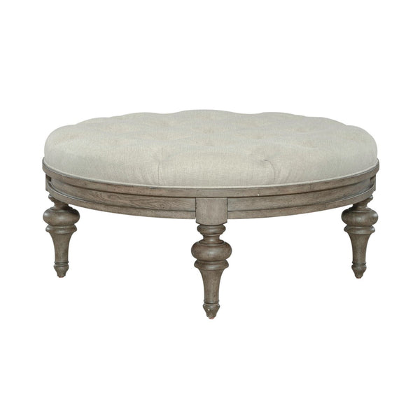 Americana Farmhouse - Round Cocktail Ottoman - Dusty Taupe