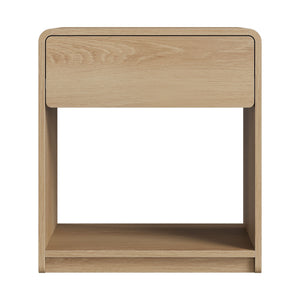 Bedside Table With Storage Drawers And Open Shelves (Set of 2) - Oak