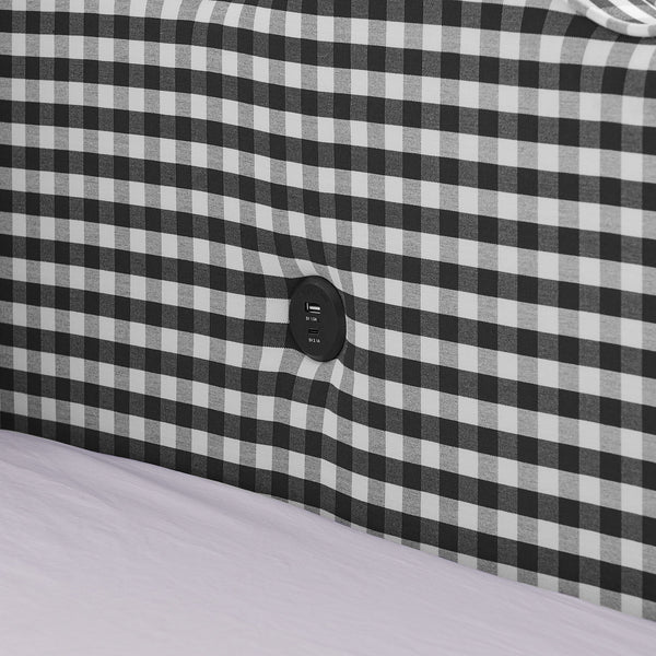 Gingham Daybed & USB Charging Port, Wave Shaped Design