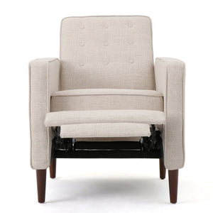 Mid-Century Modern Recliner With Button Tufted Waffle Stitch
